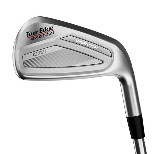 An image of Tour Edge Golf Exotics C721 Irons 5-PW,AW HZRDUS Smoke Black RDX 80 Extra Stiff on a white background