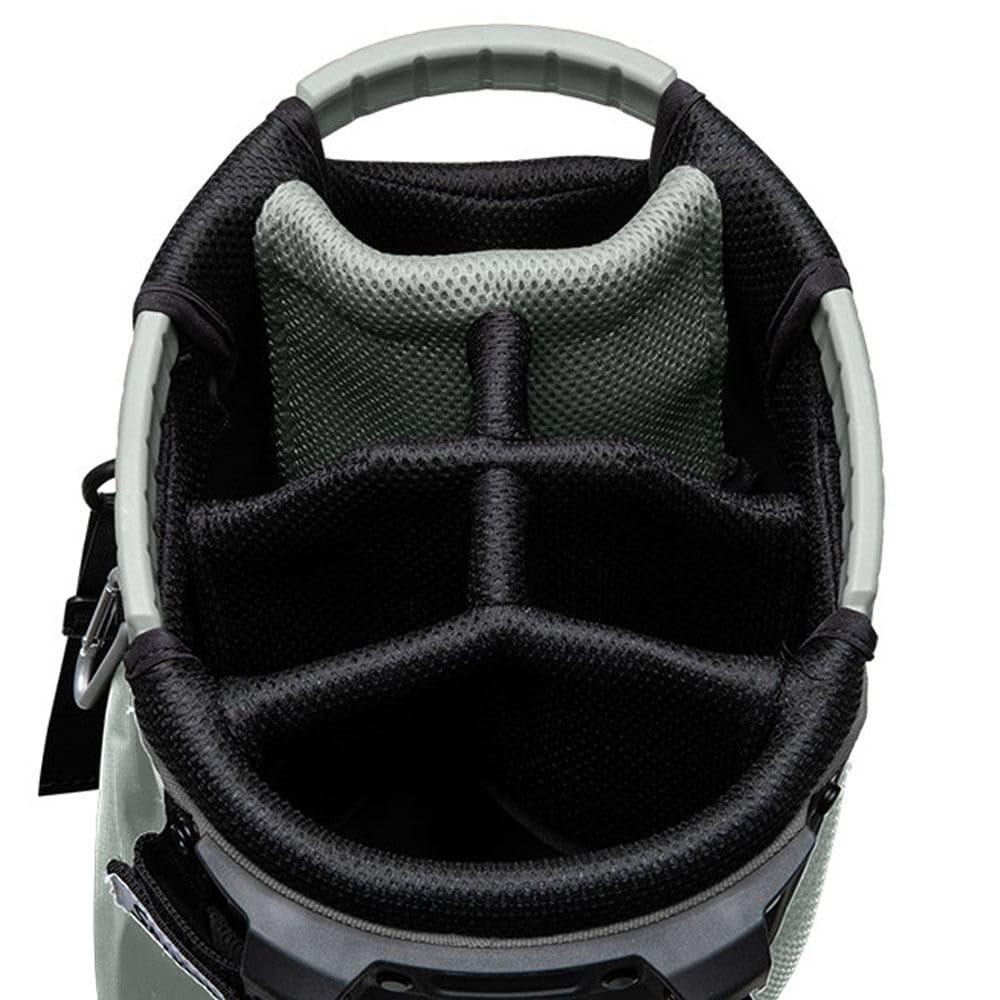 Close-up of a golf bag 6-way top in black.