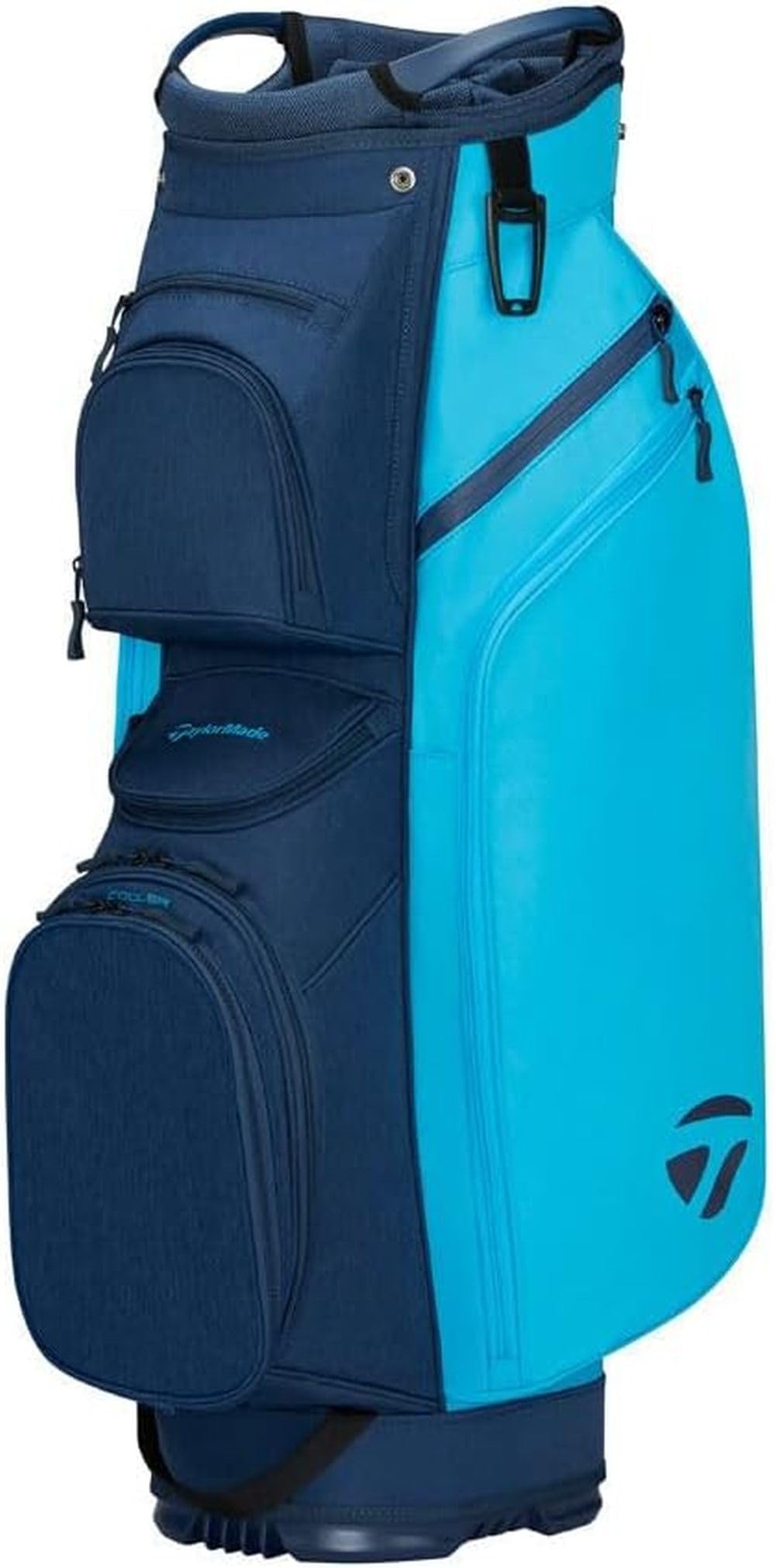 An image of a TaylorMade 2026 Cart Lite Cart Bag - Navy / Cyan on a white background
