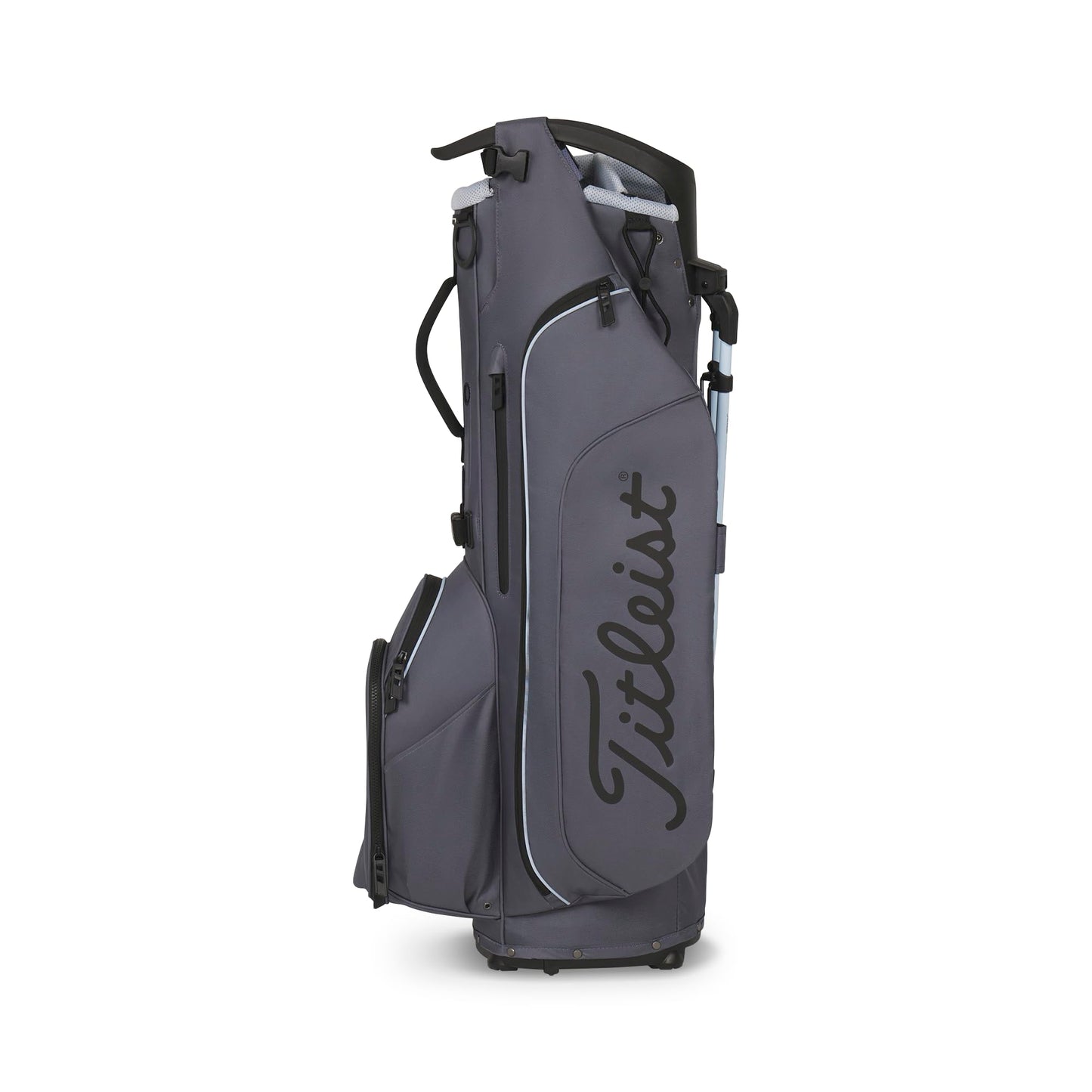 A product image of a Titleist Hybrid 5 Stand Bag - Washed Indigo / Blue Bird / Black on a white background