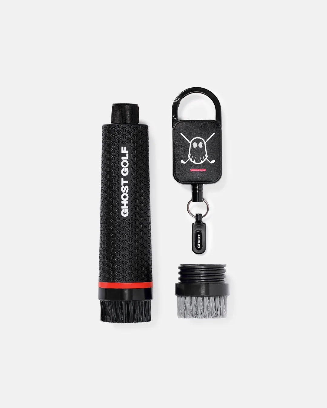 A product image of a Ghost Magnetic Golf Club & Shoe Brush - Black on a white background