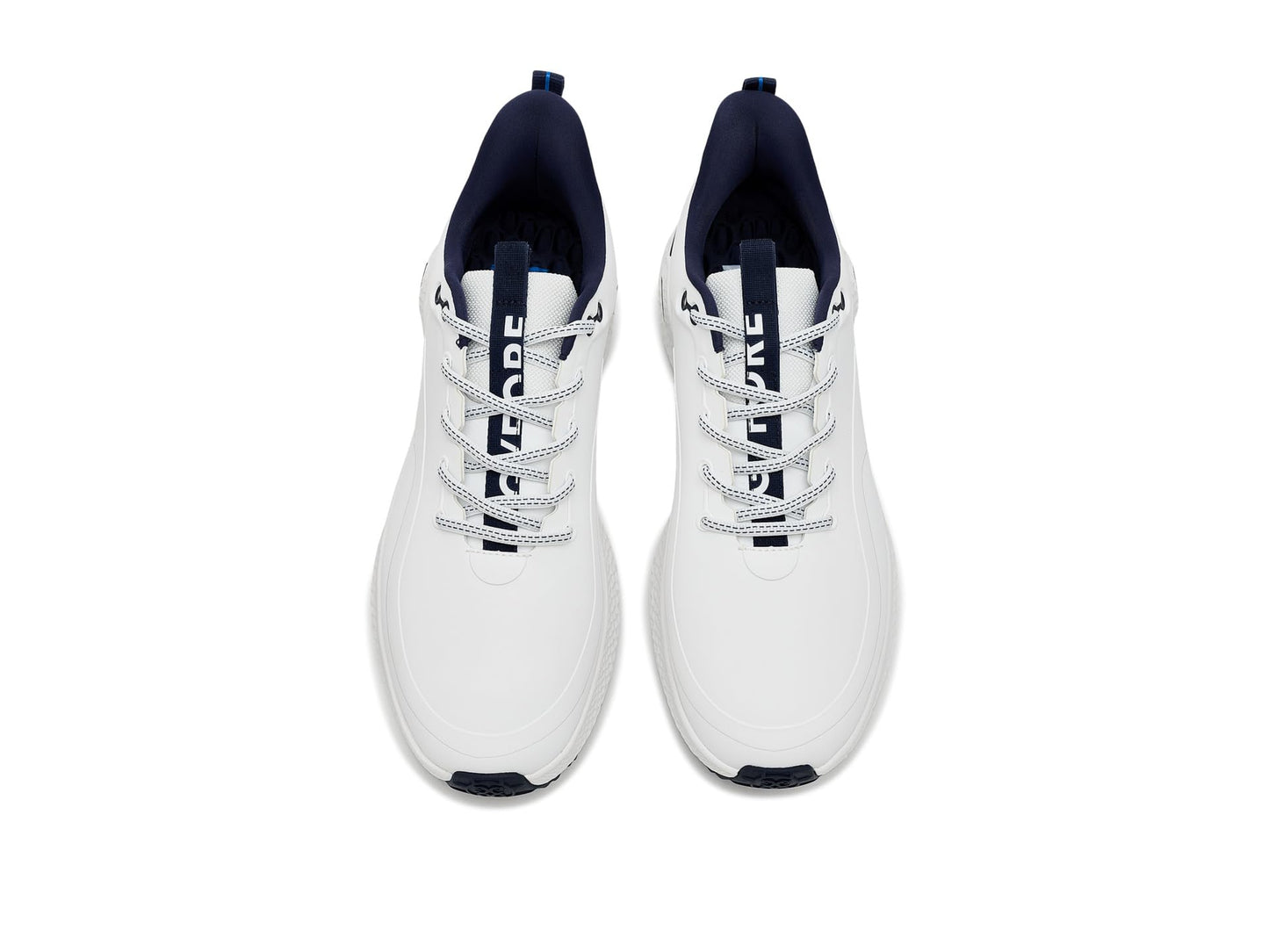A product image of a GFore MG4+ O2 Golf Shoes - Snow / Twilight on a white background