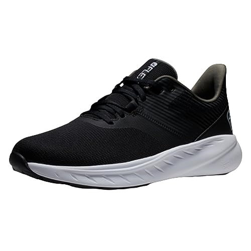 An image of a FootJoy Flex Spikeless Golf Shoes - Black/Black/White on a white background