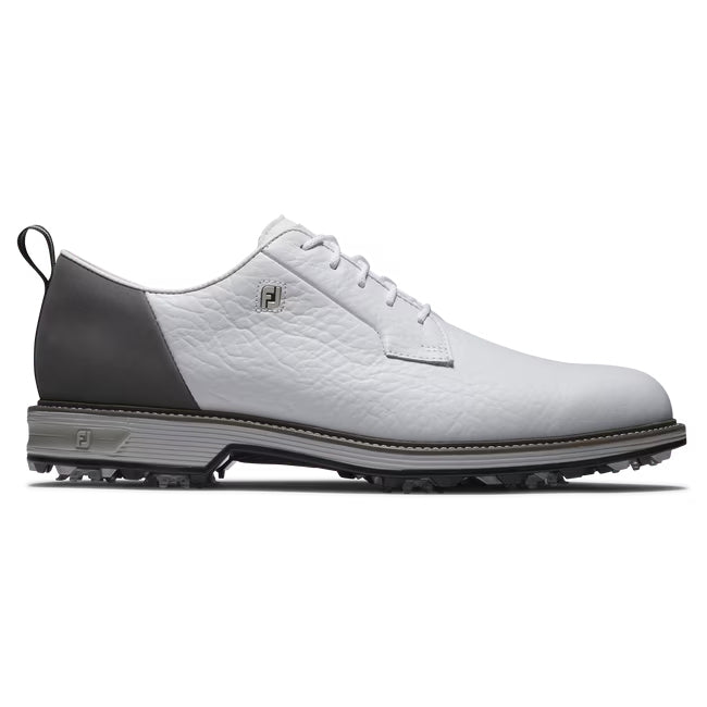 An image of a FootJoy Field Heel Split Golf Shoes - White/Grey - 9.5 on a white background
