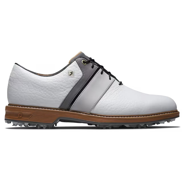 An image of a FootJoy Premiere Series LX Golf Shoes - White/Grey - 10.5 on a white background