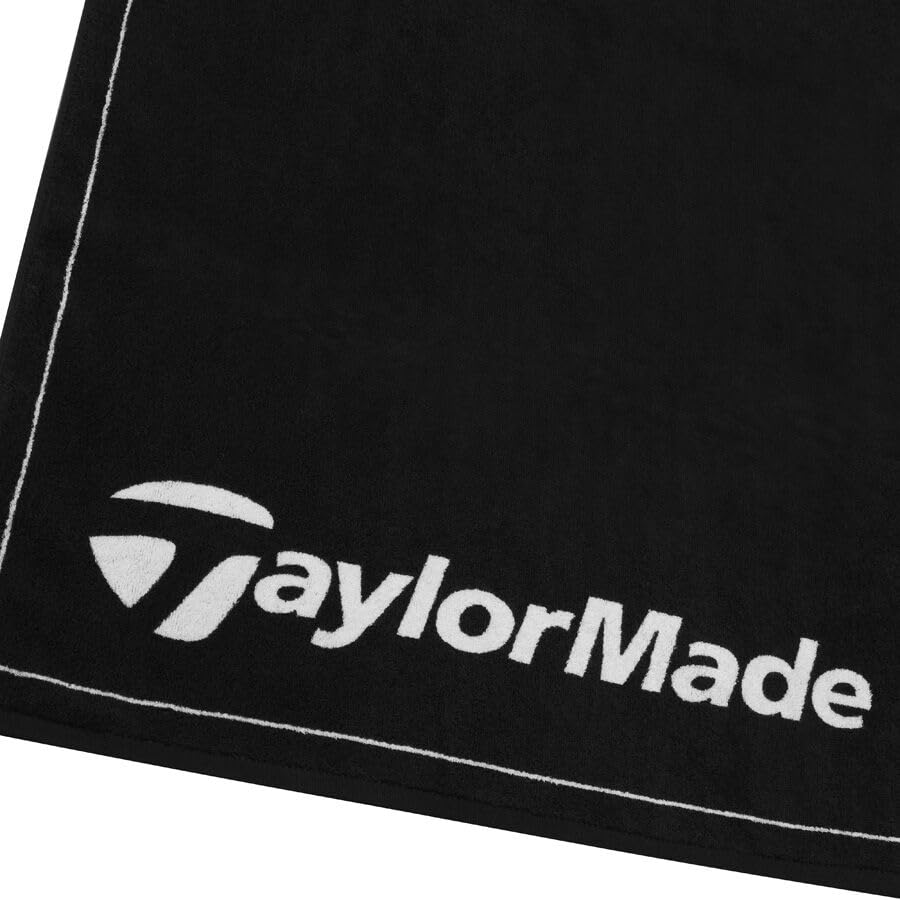 A Product image of a TaylorMade 2026 TourTowelBlack on a white background