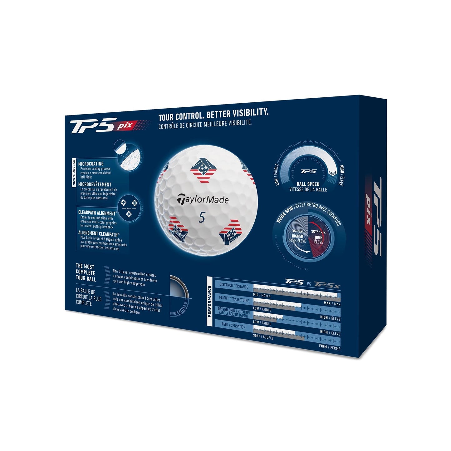 A Product image of a TaylorMade 2026 TP5 pix USA dz on a white background