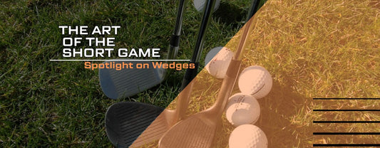 Close up of golf wedges and balls on grass and text that reads "The Art of the Short Game."