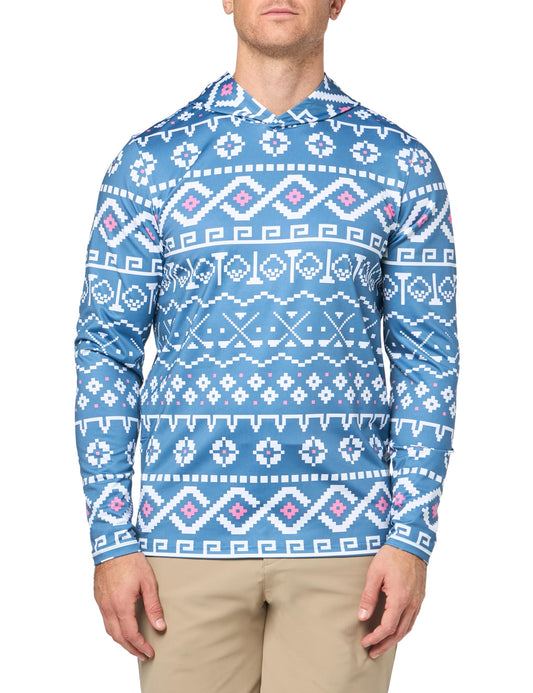 Puma Fair Isle Hoodie - Blue Horizon / White Glow - XL