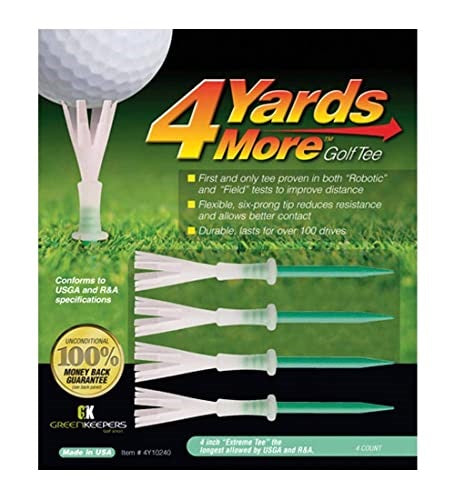 An image of 4 Yards More Golf Tee - 4 Count - Green - 4" on a white background