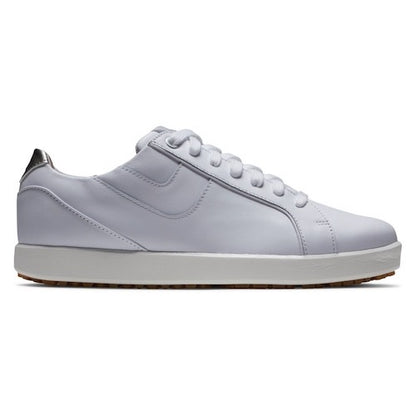An image of a FootJoy Links Wmn Spikeless Laced WHT/WHT/BON M, 10.0 - 98148 M100 on a white background