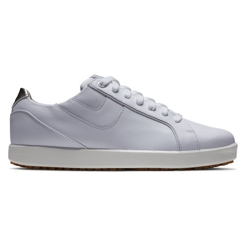 An image of a FootJoy Links Wmn Spikeless Laced WHT/WHT/BON M, 10.0 - 98148 M100 on a white background