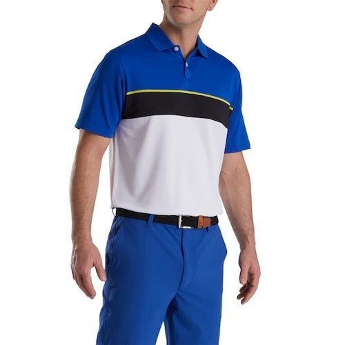 An image of FootJoy Color Theory Polo - Ocean/White - L on a white background