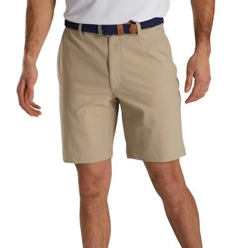 An image of a FootJoy Performance Knit Shorts - Khaki - 32 on a white background