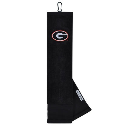 An image of Face/Club Embroidered Towel - Georgia - Black on a white background
