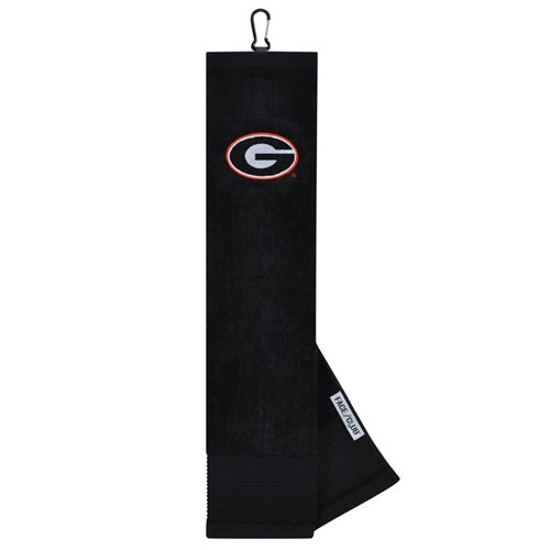 An image of Face/Club Embroidered Towel - Georgia - Black on a white background