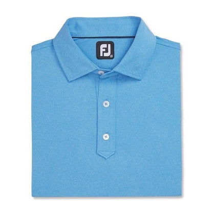 An image of a FootJoy Solid Lisle Traditional Polo Set-on Placket - Heather Blue - XXL on a white background