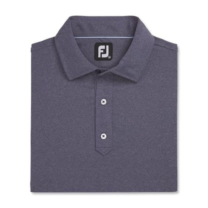 An image of a FootJoy Solid Lisle Traditional Polo Set-on Placket - Heather Navy - 3XL on a white background