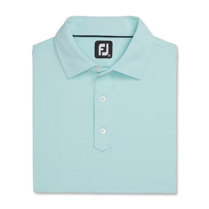 An image of a FootJoy Solid Lisle Traditional Polo Set-on Placket - Aqua - L on a white background