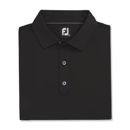 An image of a FootJoy Solid Lisle Traditional Polo Set-on Placket - Black - M on a white background