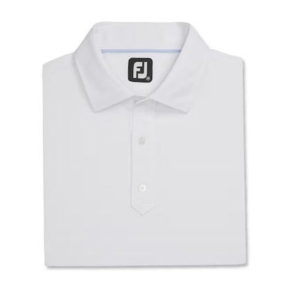 An image of a FootJoy Solid Lisle Traditional Polo Set-on Placket - White - L on a white background