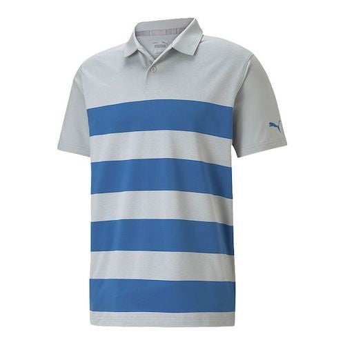 An image of Puma MATTR Kiwi Stripe Polo - High Rise Heather/Star Sapphire - XL on a white background