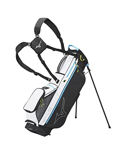 An image of Mizuno K1-L0 Lightweight Stand Bag - Black / White on a white background