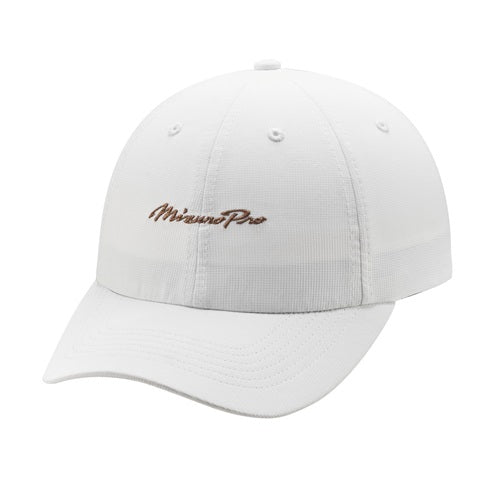 An image of Mizuno Pro Script Hat White-Copper - 260352.0075.10.One on a white background