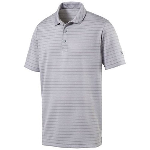 An image of Puma Rotation Stripe Polo - Quarry - L on a white background