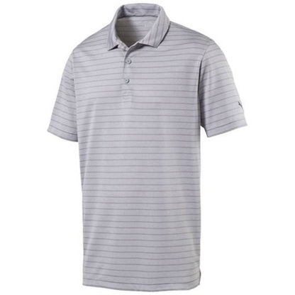 An image of Puma Rotation Stripe Polo - Quarry - L on a white background