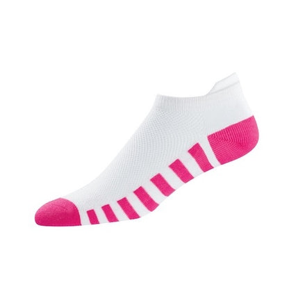 An image of FootJoy Women's ProDry Roll Tab Socks - 19520-166 - White / Hot Pink on a white background