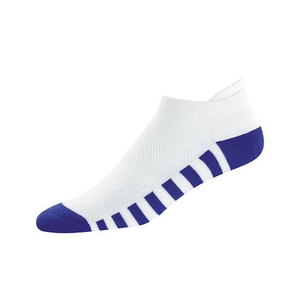 An image of FootJoy Women's ProDry Roll Tab Socks - 19520-150 - White / Purple on a white background