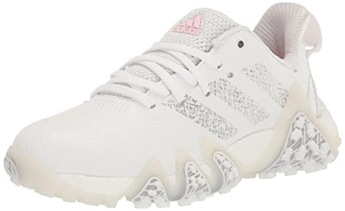 An image of Adidas CodeChaos Women's Golf Shoes 22 - White / Silver / Pink - 6.5 on a white background