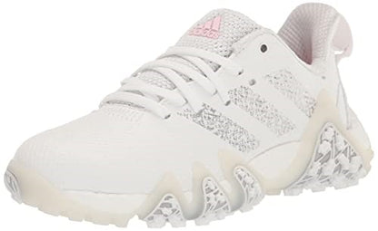 An image of Adidas CodeChaos Women's Golf Shoes 22 - White / Silver / Pink - 6.5 on a white background