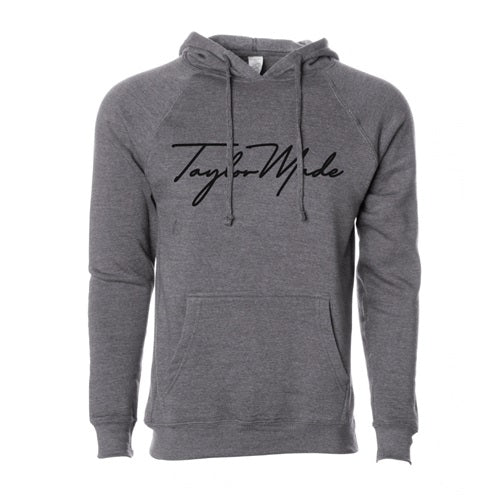 A gray TaylorMade Hoodie with black script writing