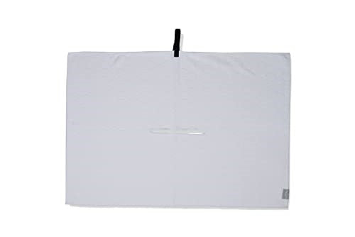 A gray golf towel on a white background