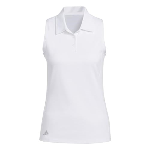 An image of Adidas Women's TXTR Sleeveless Polo - White - S on a white background
