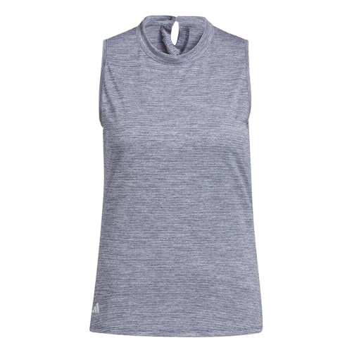 An image of Adidas Women's HTR Sleeveless Polo - Collegiate Navy,White - S on a white background
