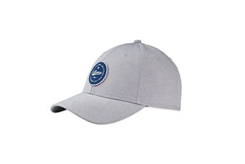 A gray Callaway ball cap on a white background with a blue patch