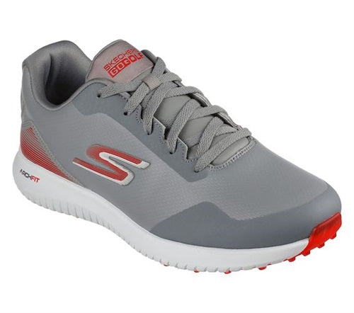 An image of Skechers Arch Fit Go Golf Max 2 - Grey/Red - 9 Wide on a white background
