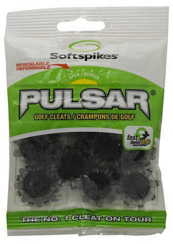 An image of NEW Softspikes Pulsar Golf Cleats Clear Black on a white background