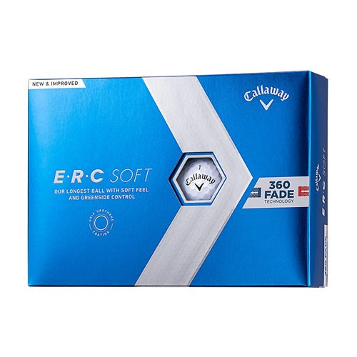 An image of the Callaway ERC Soft golf ball packaging on a white background