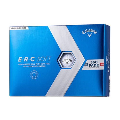 An image of the Callaway ERC Soft golf ball packaging on a white background