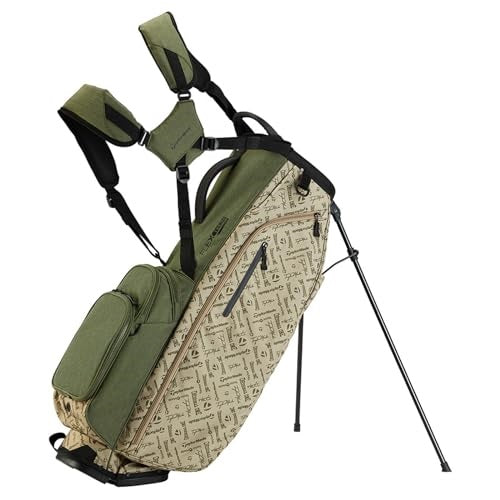 A hero image of a green TaylorMade golf stand bag on a white background