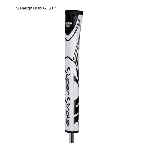 An image of SuperStroke Zenergy Pistol 2.0 Putter Grip - White / Black on a white background