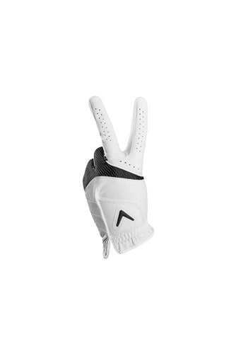 An image of Callaway Weather Spann Premium Synthetic Glove (White, 2-Pack, Standard, XX-Large, Worn on Left Hand) on a white background