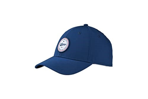 A blue Callaway hat with a white patch on the front