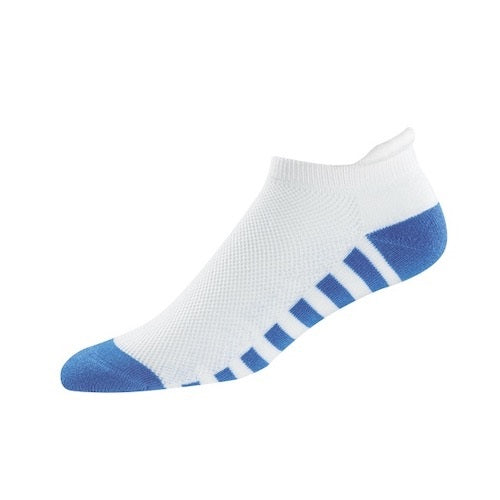 An image of FootJoy Women's ProDry Roll Tab Socks - 19520-148 - White / Marine on a white background