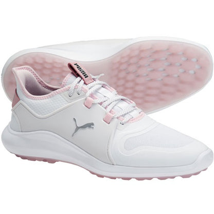 An image of Puma Women's Ignite FASTEN8 - Puma Women's White/Pink Lady - 8 on a white background