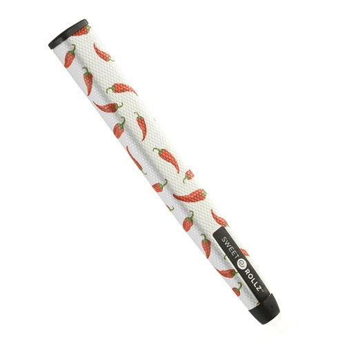 Product image of a Sweetrollz "Heat" golf putter grip with pictures of red chili peppers